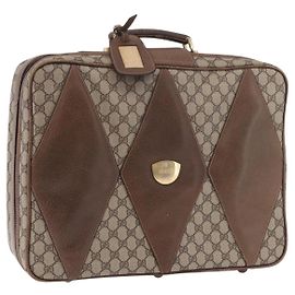 GUCCI GG Supreme Trunk PVC Beige Gold Authentisch 187964