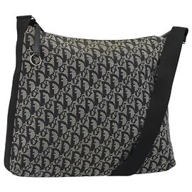 Borsa a tracolla Christian Dior Trotter Canvas Navy Silver Auth ep14914A