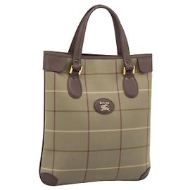 Burberry Nova Check Tote Bag Canvas Beige Gold Auth 189920A