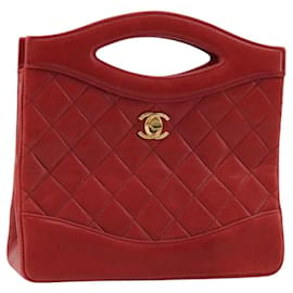 Borsa CHANEL Matelasse in pelle di agnello rossa e oro CC Autentica 188464