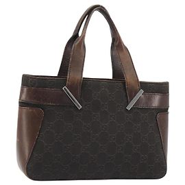 Bolso GUCCI GG Canvas Marrón Oscuro Plata 73984 Auth ka5065
