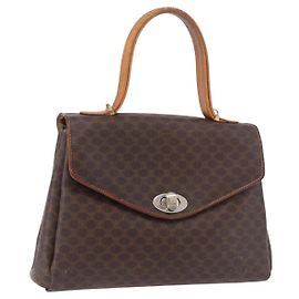 Céline Borsa a Mano CELINE Macadam Canvas PVC Marrone Oro Auth 190562