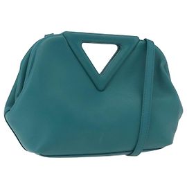 Bottega Veneta Borsa Small Triangle Point BOTTEGAVENETA in pelle 2way Turquoise Blue Auth bs35952V