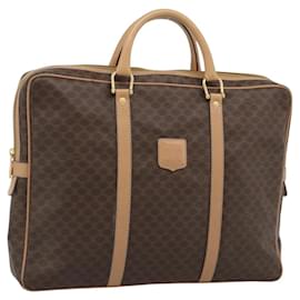 Céline Borsa Business CELINE Macadam Canvas PVC Pelle Marrone Oro Auth 190276