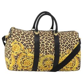Borsa Boston Gianni Versace in PVC e tela 2way Giallo Oro Autentica 187294