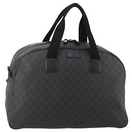 Borsa Boston GUCCI GG Supreme in PVC Nero Argento Auth 188355A