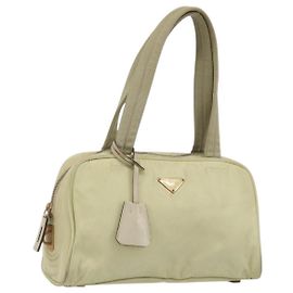 Borsa PRADA Nylon Avorio Oro Auth 189552A