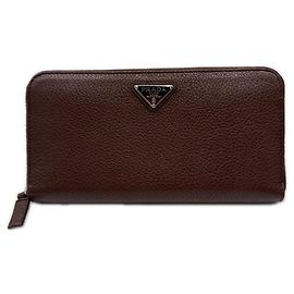 Prada Vitello Daino Leather Triangle Logo Long Wallet