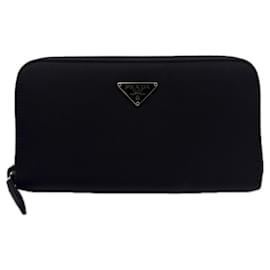 Prada Saffiano langer Geldbeutel aus schwarzem Nylon