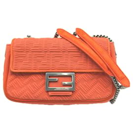 Bolso Fendi Baguette de lona y cuero con cadena midi y doble bandoulière