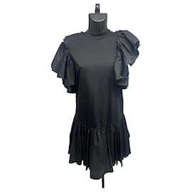 Mini abito nero con volant Alexander McQueen