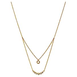 Collana a due strati dorata con pendenti a cerchio e barra in zircone - Autre Marque