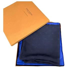 Louis Vuitton Monogram Silk Scarf in Navy
