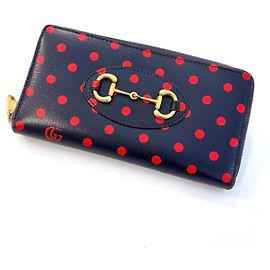 Gucci Polka Dot Horsebit Rund Reißverschluss-Langgeldbörse