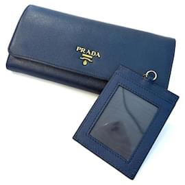 Portafoglio lungo Saffiano Prada in Bluette e Navy