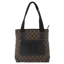Tote Gucci Vintage Front Pocket en toile enduite GG avec cuir
