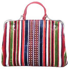 Borsa Roberta Di Camerino in velluto a righe multicolore con montatura in metallo sottile - Autre Marque