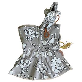 Autre Marque The Coat Top monospalla con stampa floreale e piume