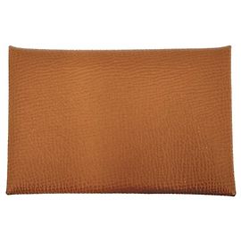 Porta-moedas Calvi Hermès em couro Epsom marrom