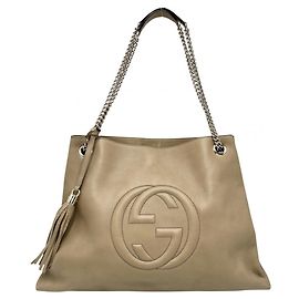 Bolso Tote Gucci Soho Chain en piel beige