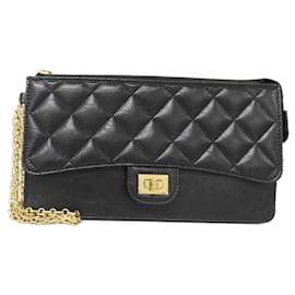Cartera larga de cuero negro Chanel AP0623