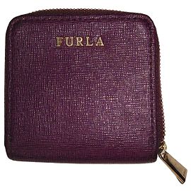 Furla Purple Textured Leather Coin Purse