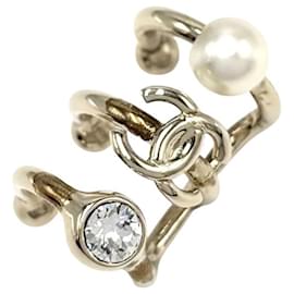 Earcuff Chanel placcato oro con perla finta e strass