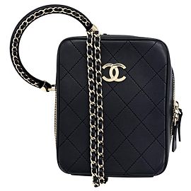 Borsa a tracolla in pelle nera Chanel