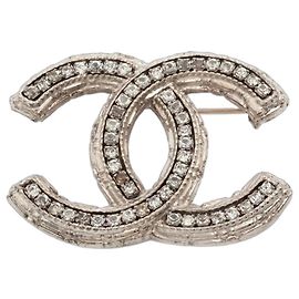 Chanel Spilla con strass Silver Coco Mark A11A