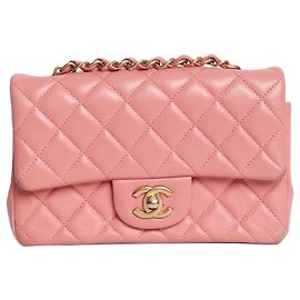 Chanel Borsa Classic Single Flap mini rettangolo in agnello rosa 2019