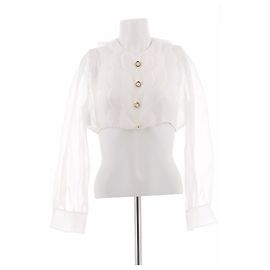 Blusa crop top de seda blanca Miu Miu