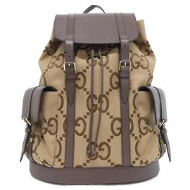 Gucci Rucksack aus GG Canvas in Braun und Camel und Leder