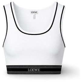 Loewe Top sportivo bianco in maglia a coste