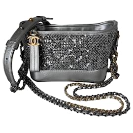 Chanel Gabrielle Handtasche Silber Pailletten
