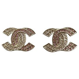 Brincos de pressão Chanel Gold and Pink