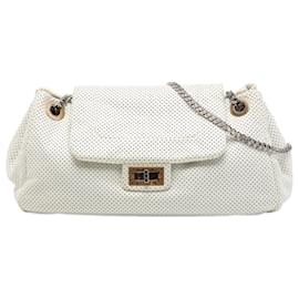 Chanel White Perforated Calfskin Reissue 2.55 East West Accordion Flap