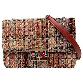 Chanel Brown Mini Quilted Tweed Beauty Lock Flap