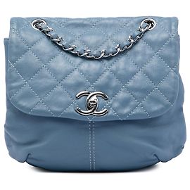 Chanel Blue Mini Quilted Lambskin Trianon Messenger Flap