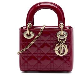 Lady Dior mini in vernice rosso cannage