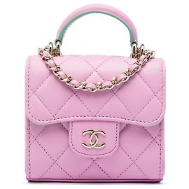 Clutch Chanel Pink Mini CC in agnello trapuntato con catena