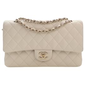 Chanel White Medium Classic Caviar Double Flap