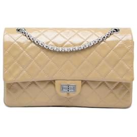 Chanel Beige Trapuntato Patent Crinkled Reissue 2.55 Double Flap 226