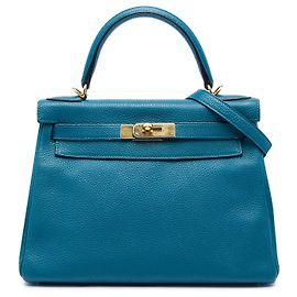 Hermès Blue Togo Kelly II Retourne 28