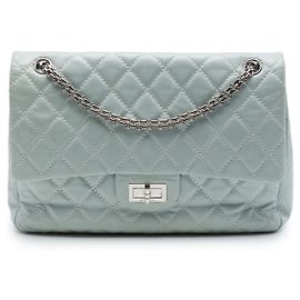 Chanel Reissue 2.55 Double Flap 227 aus gestepptem, grau gealtertem Kalbsleder