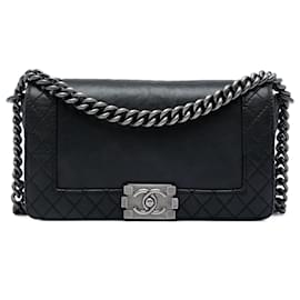 Chanel Black Old Medium Lambskin Boy Reverso Flap