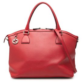Bolso Gucci Red Large Dollar Calfskin GG Charm Dome Satchel