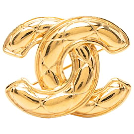 Spilla Chanel Gold CC trapuntata placcata oro