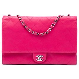 Chanel Pink Jumbo Quilted Lambskin 3 Accordion Double Flap