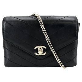 Borsa a tracolla in pelle nera Chanel