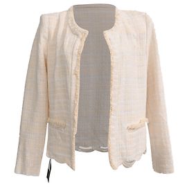Blazer aberto de tweed desfiado Iro em algodão creme